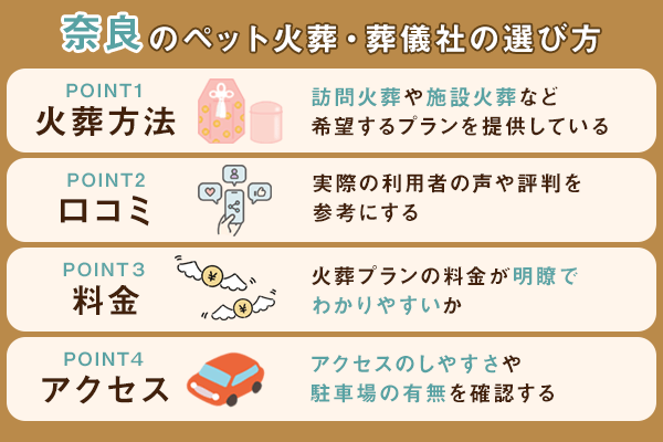 奈良のペット火葬業者の選び方
