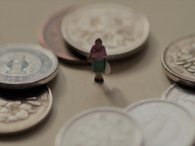 主婦と硬貨