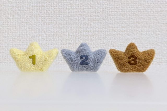 数字の入ったフェルトの王冠